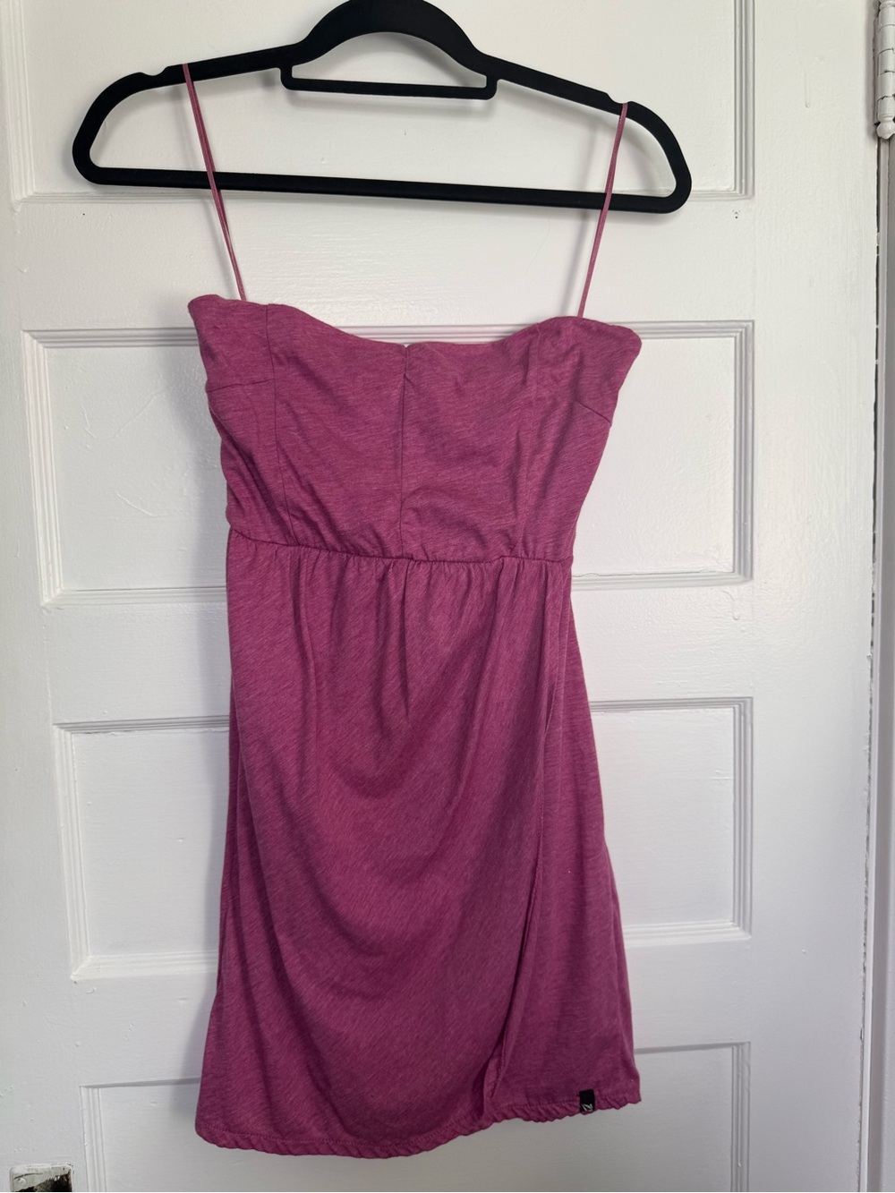 Volcom Magenta Strapless Sweetheart Neck Tulip Wrap-Front Y2K Surf Mini Dress S